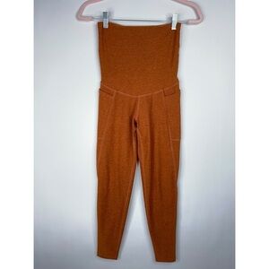 Beyond the Bump Maternity Pocket Leggings Orange Rust Cropped Spacedye Small
